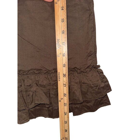 Brown Ruffled Hem A-Line Skirt By Old Navy 100% Cotton Size 8 Lightweight & Comf - Picture 7 of 7